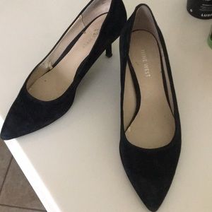 Nine West Black Suede Kitten Heels